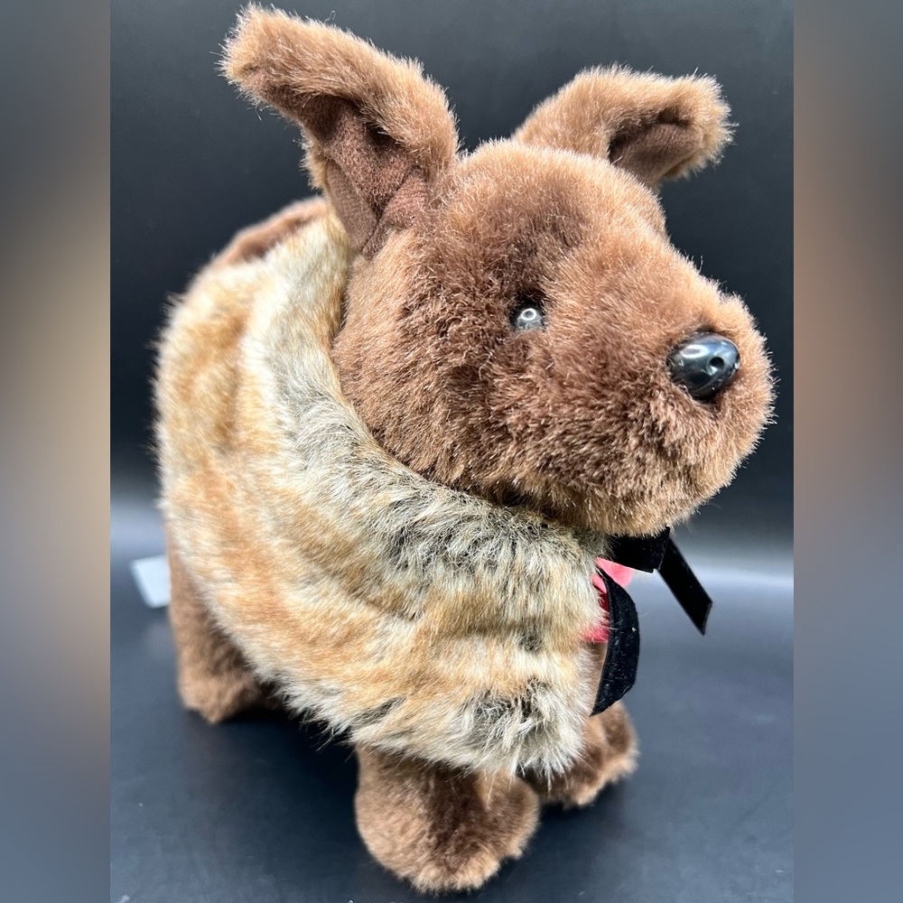 American Girl- Chocolate Brown Dog Brown Plush Toy with fur accessory and collar